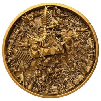 J. Santamarina SIGNED Gold Toy Wall Sculpture