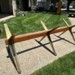 Exceptional Italian Walnut & Brass Base Conference/ Dining Table