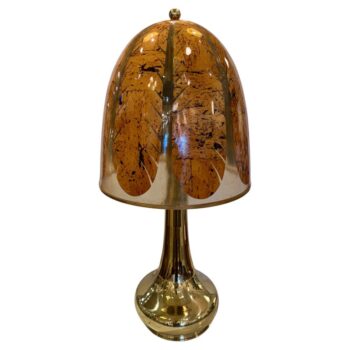 Rare Vintage Oversized Tobacco Leaf, Resin and Brass Table Lamp