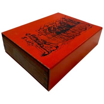 Red Enamel Metal & Mahogany Box by Piero Fornasetti - 1950's