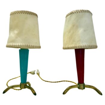 Stilnovo Petite Table Lamps w/ Hand-Stitched Parchment Shades, Pair