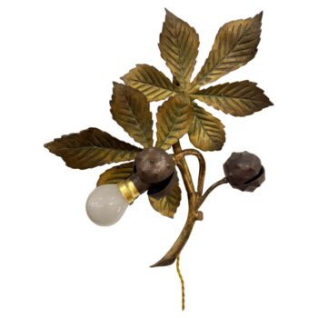 Sculptural Bronze Chestnut Branches Antique Wall Light