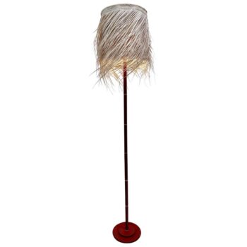 Stitched Leather Tall Floor Lamp in the Style of Adnet