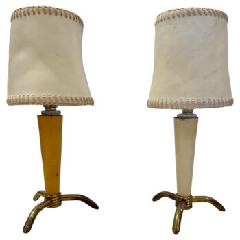 Stilnovo Petite Table Lamps w/ Hand-Stitched Parchment Shades, Pair