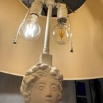 Vintage Pair of Tete-du-Femme Plaster Table Lamps After Alberto Giacometti, PAIR