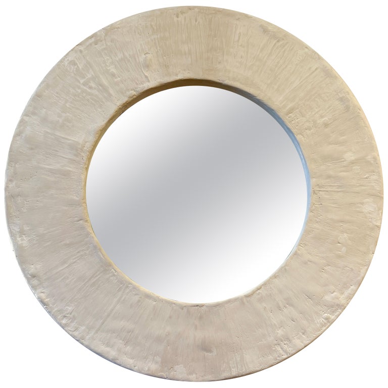 French Plaster Heavy Textured Round Mirror