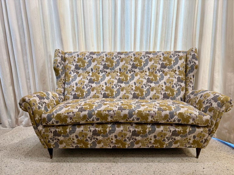 Important & Stylish Vintage Italian Wingback Settee/ Sofa