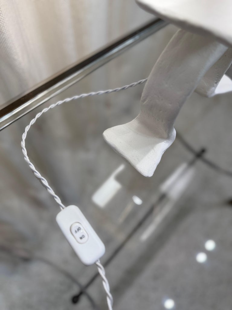 Giacometti Inspired Plaster over Metal Tribal Table Lamp