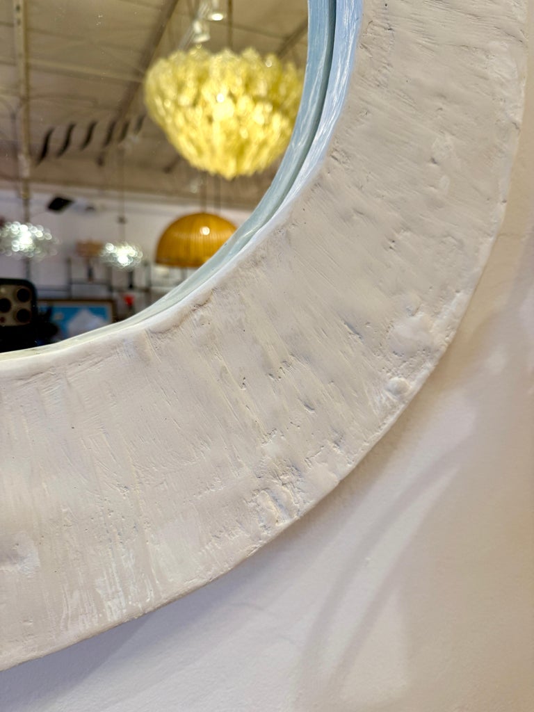 French Plaster Heavy Textured Round Mirror
