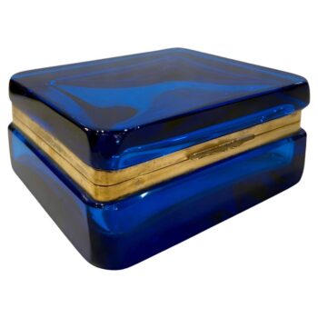 Giovanni Cenedese 1950's Blue Murano Glass Hinged Box