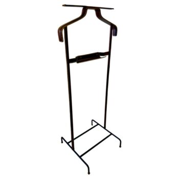 1950's Dark Brown Stitched Leather Valet Stand by Jacques Adnet