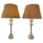 Vintage Pair of Tete-du-Femme Plaster Table Lamps After Alberto Giacometti, PAIR