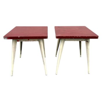 Pair of Vintage French Square Metal Bistro Tables
