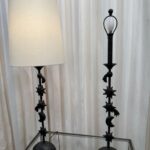 Pair of Bronze Celestial Motif Tall Table Lamps