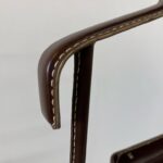 1950's Dark Brown Stitched Leather Valet Stand by Jacques Adnet