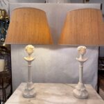 Vintage Pair of Tete-du-Femme Plaster Table Lamps After Alberto Giacometti, PAIR