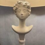 Vintage Pair of Tete-du-Femme Plaster Table Lamps After Alberto Giacometti, PAIR