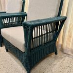 Wonderful 1940's Green Wicker Chairs for Patio or Interior, Pair