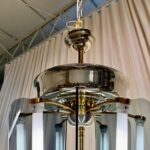 Art Deco Mixed-Metals and Smoked Glass Lantern Style Hanging Light - TWO Avail