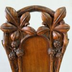 Maison Antoine Bastet Antique Carved Oak Hall Side Chairs, Pair