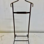 1950's Dark Brown Stitched Leather Valet Stand by Jacques Adnet
