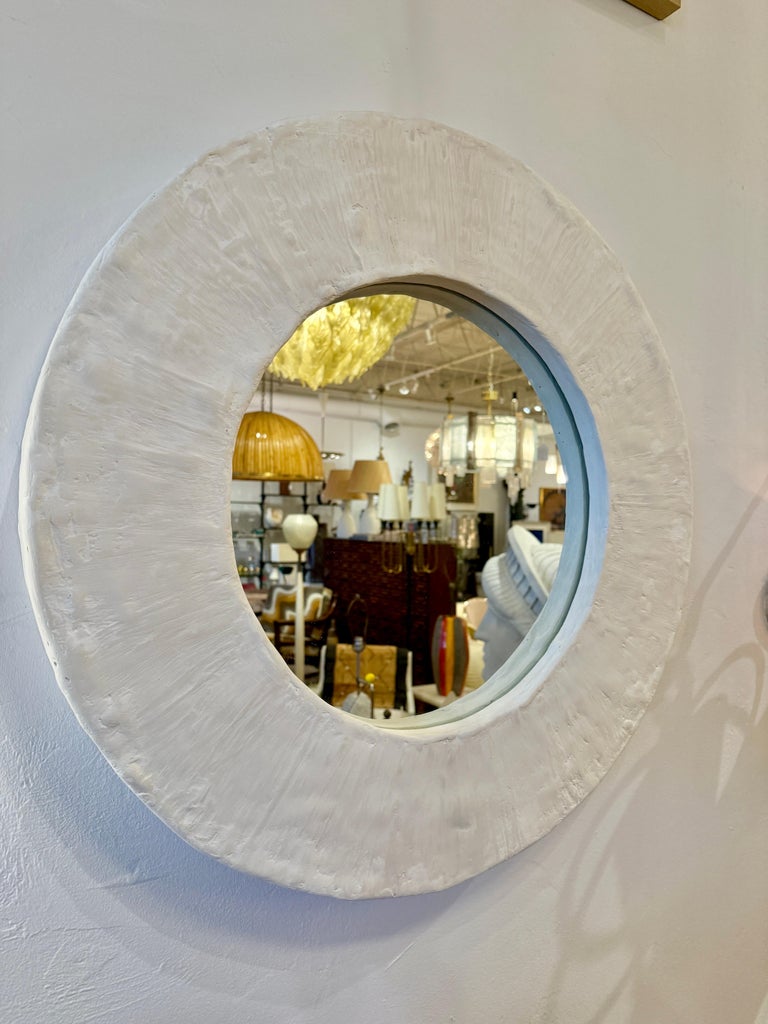 French Plaster Heavy Textured Round Mirror