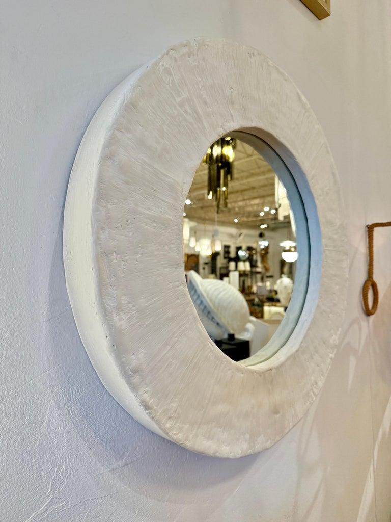 French Plaster Heavy Textured Round Mirror