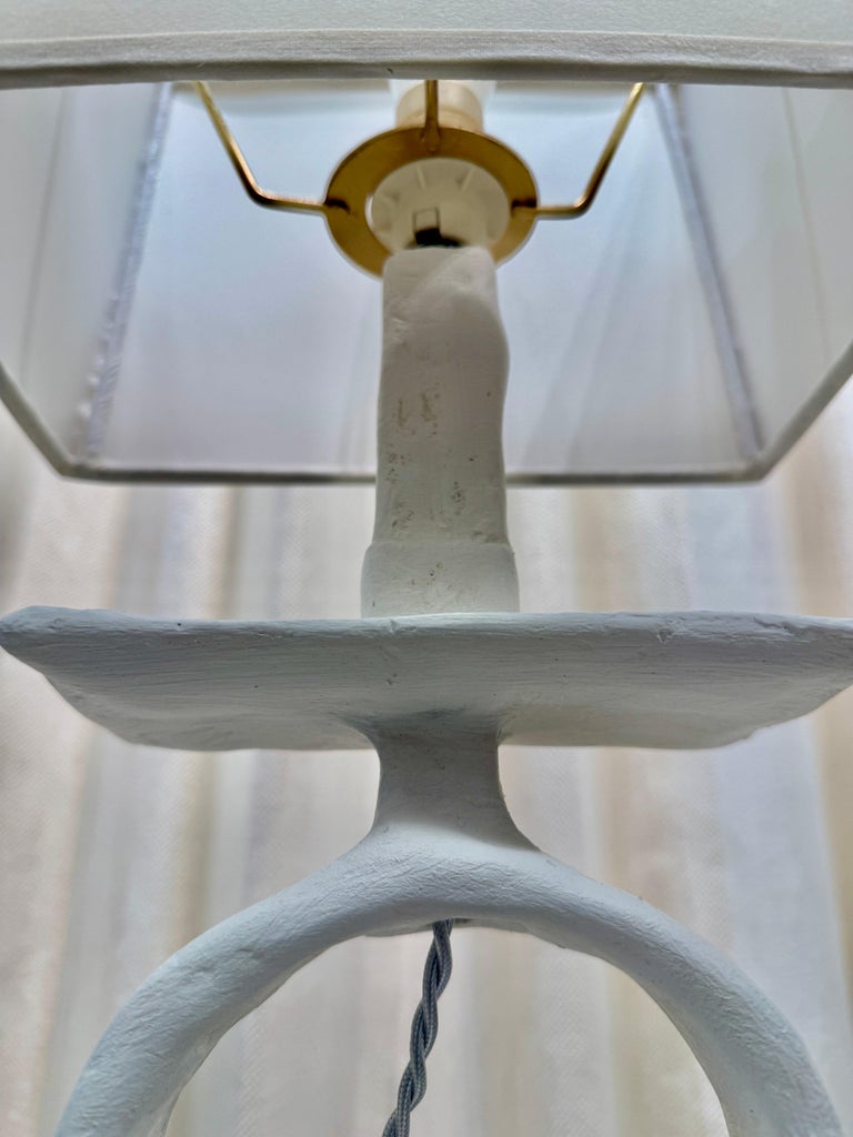 Giacometti Inspired Plaster over Metal Tribal Table Lamp