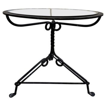 Antique Wrought-Iron Center Table with Glass Inset