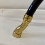 Maison Jansen Curule Stool in Stitched Leather, Brass and Metal