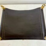 Maison Jansen Curule Stool in Stitched Leather, Brass and Metal