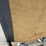 Maison Jansen Curule Stool in Stitched Leather, Brass and Metal