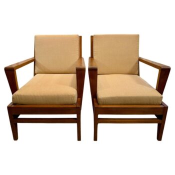 Pair of 1940's Rene Gabriel Oak Armchairs