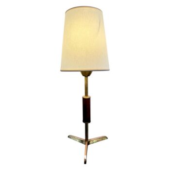 Vintage French Wood & Brass Petite Table Lamp
