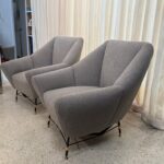 Pair of Vintage Geometric Style Lounge Chairs, attr. to Augusto Bozzi, 1940s