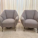 Pair of Vintage Geometric Style Lounge Chairs, attr. to Augusto Bozzi, 1940s