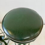 Pair of 1930's French Deco Green Leather Iron Bar Stools