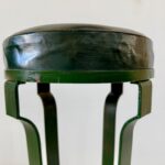 Pair of 1930's French Deco Green Leather Iron Bar Stools