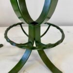 Pair of 1930's French Deco Green Leather Iron Bar Stools