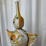 Tall SIGNED French Abstract Ceramic Sculpture in Two Pieces
