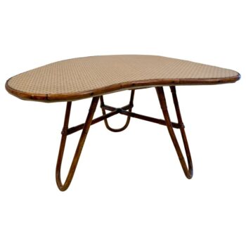 Bent Bamboo Amorphic Side Table w/ Gucci Fabric Top, Style of Bonacina