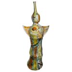 Tall SIGNED French Abstract Ceramic Sculpture in Two Pieces