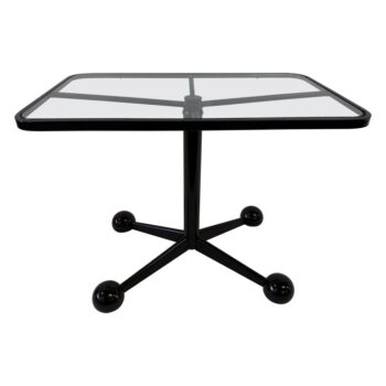 Black Metal Side & Glass Inset Table by Arredamenti Allegri (SIGNED)