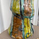 Tall SIGNED French Abstract Ceramic Sculpture in Two Pieces