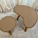 French Riviera Bamboo Side-Tables w/ Gucci Fabric Tops (Set of 2)