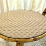 French Riviera Bamboo Side-Tables w/ Gucci Fabric Tops (Set of 2)