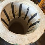 Tall SIGNED French Abstract Ceramic Sculpture in Two Pieces