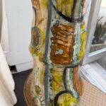 Tall SIGNED French Abstract Ceramic Sculpture in Two Pieces