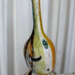 Tall SIGNED French Abstract Ceramic Sculpture in Two Pieces