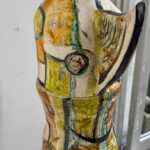Tall SIGNED French Abstract Ceramic Sculpture in Two Pieces